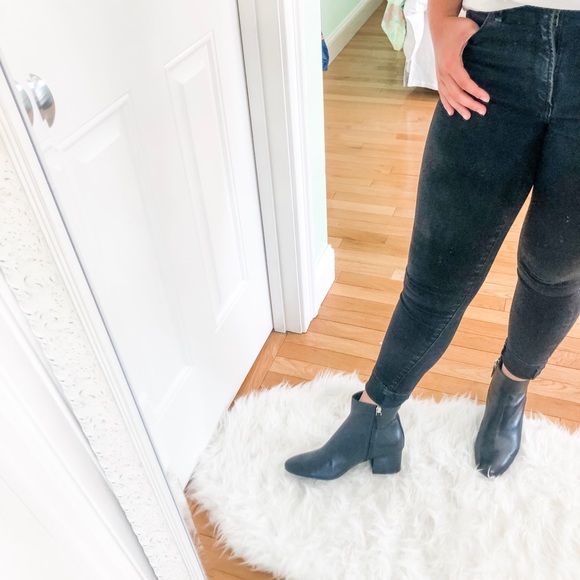 black leather ankle boots outfit